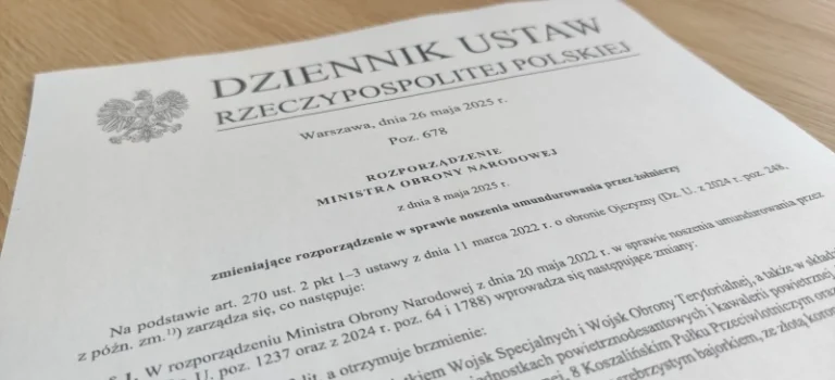 Przepisy mundurowe WP - rozporządzenie ministra obrony narodowej z 8 maja 2025 w sprawie noszenia umundurowania przez żołnierzy